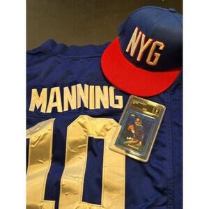 Eli Manning XXL Jersey New York Giants Blue #10 Hat Graded Card Lot